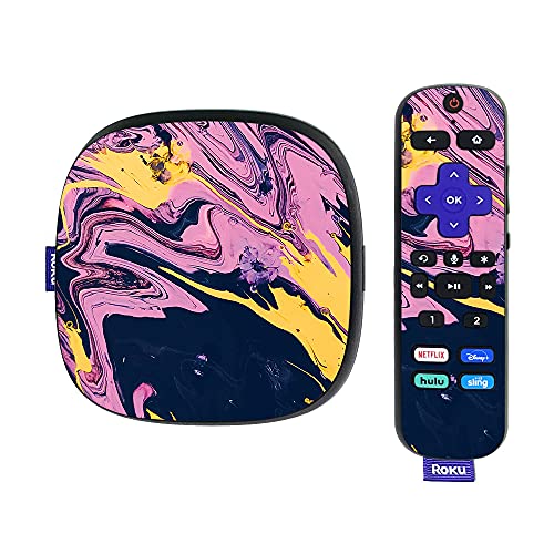 MightySkins Skin Compatible with Roku Ultra HDR 4K Streaming Media Player (2020) - Pink Wiggle | Protective, Durable, and Unique Vinyl Decal wrap Cover | Easy to Apply | Made in The USA