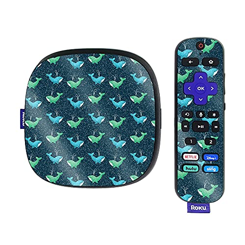 MightySkins Glossy Glitter Skin Compatible with Roku Ultra HDR 4K Streaming Media Player (2020) - Whale Wave | Protective, Durable High-Gloss Glitter Finish | Easy to Apply | Made in The USA