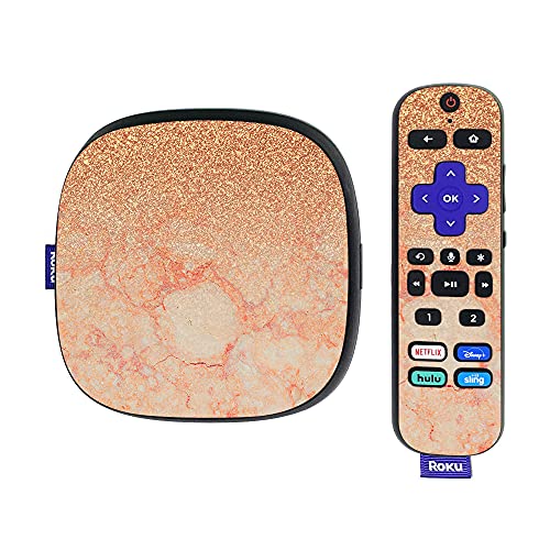 MightySkins Skin Compatible with Roku Ultra HDR 4K Streaming Media Player (2020) - Flashy Apricot Marble | Protective, Durable, and Unique Vinyl Decal wrap Cover | Easy to Apply | Made in The USA