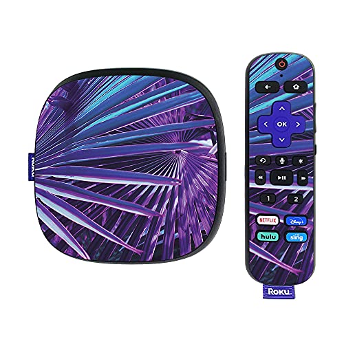MightySkins Skin Compatible with Roku Ultra HDR 4K Streaming Media Player (2020) - Neon Palms | Protective, Durable, and Unique Vinyl Decal wrap Cover | Easy to Apply | Made in The USA