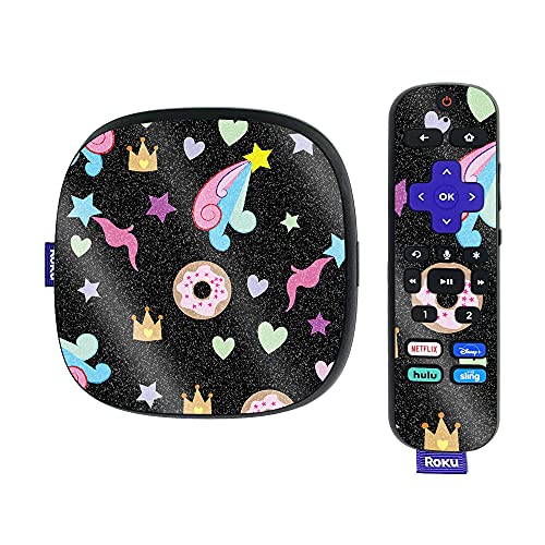 MightySkins Glossy Glitter Skin Compatible with Roku Ultra HDR 4K Streaming Media Player (2020) - Donut Fantasy | Protective, Durable High-Gloss Glitter Finish | Easy to Apply | Made in The USA