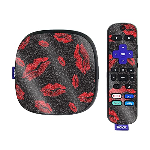 MightySkins Glossy Glitter Skin Compatible with Roku Ultra HDR 4K Streaming Media Player (2020) - Kiss Me | Protective, Durable High-Gloss Glitter Finish | Easy to Apply | Made in The USA