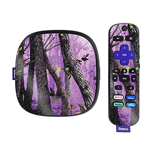 MightySkins Glossy Glitter Skin Compatible with Roku Ultra HDR 4K Streaming Media Player (2020) - Purple Tree Camo | Protective, Durable High-Gloss Glitter Finish | Easy to Apply | Made in The USA