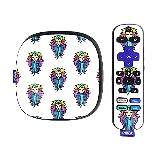 MightySkins Glossy Glitter Skin Compatible with Roku Ultra HDR 4K Streaming Media Player (2020) - Rainbow Lion | Protective, Durable High-Gloss Glitter Finish | Easy to Apply | Made in The USA