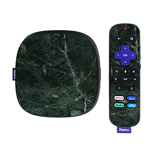 MightySkins Skin Compatible with Roku Ultra HDR 4K Streaming Media Player (2020) - Green Marble | Protective, Durable, and Unique Vinyl Decal wrap Cover | Easy to Apply | Made in The USA