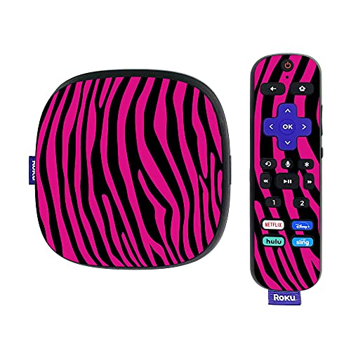 MightySkins Skin Compatible with Roku Ultra HDR 4K Streaming Media Player (2020) - Pink Zebra | Protective, Durable, and Unique Vinyl Decal wrap Cover | Easy to Apply | Made in The USA