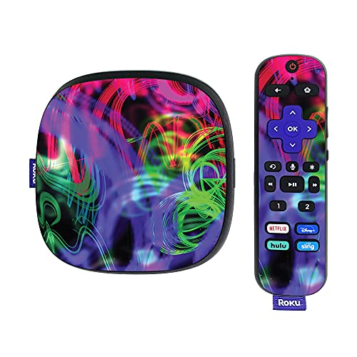 MightySkins Skin Compatible with Roku Ultra HDR 4K Streaming Media Player (2020) - Neon Splatter | Protective, Durable, and Unique Vinyl Decal wrap Cover | Easy to Apply | Made in The USA