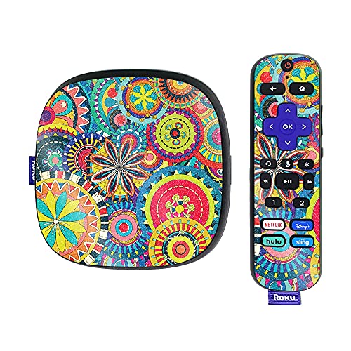 MightySkins Glossy Glitter Skin Compatible with Roku Ultra HDR 4K Streaming Media Player (2020) - Flower Wheels | Protective, Durable High-Gloss Glitter Finish | Easy to Apply | Made in The USA
