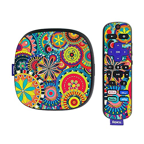MightySkins Skin Compatible with Roku Ultra HDR 4K Streaming Media Player (2020) - Flower Wheels | Protective, Durable, and Unique Vinyl Decal wrap Cover | Easy to Apply | Made in The USA